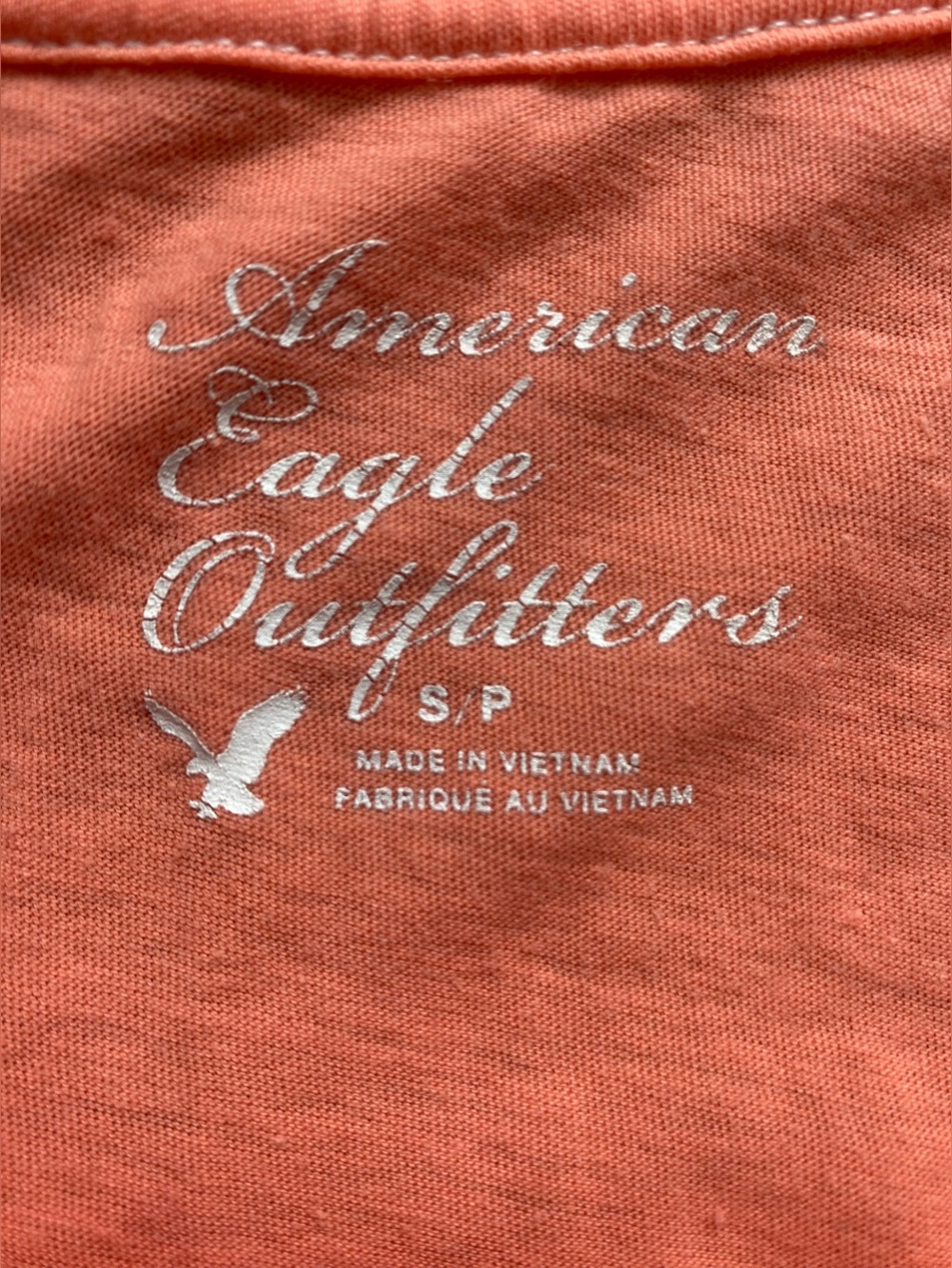 Y2k American Eagle Peachy Coral & Teal Fitted Baby Tee Baja Cali Surf - Picture 7 of 7